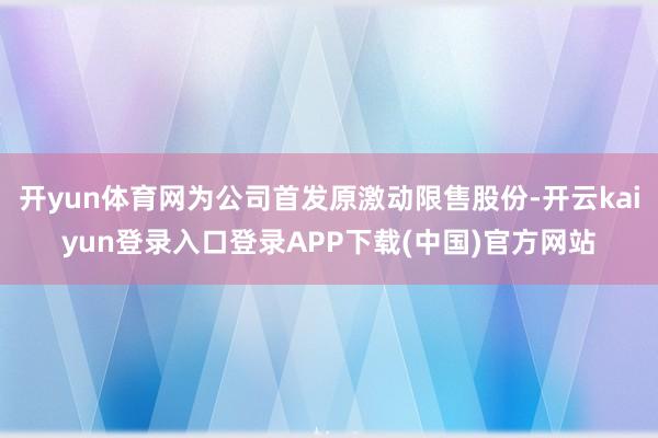 开yun体育网为公司首发原激动限售股份-开云kaiyun登录入口登录APP下载(中国)官方网站