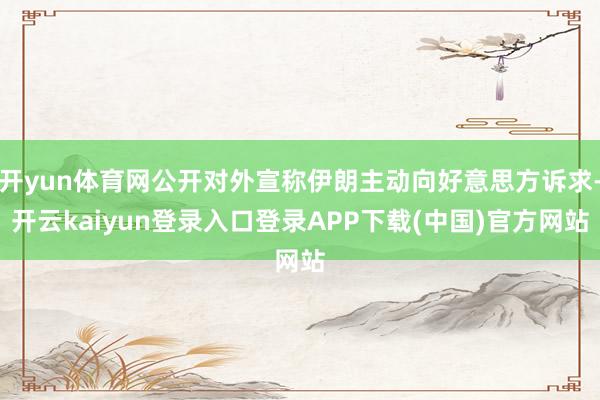 开yun体育网公开对外宣称伊朗主动向好意思方诉求-开云kaiyun登录入口登录APP下载(中国)官方网站